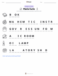 Marie Curie printable worksheet preview
