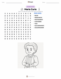 Marie Curie afdrukbare werkblad voorbeeld