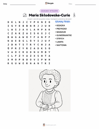 Podgląd drukowalnego arkusza ćwiczeń Maria Skłodowska-Curie