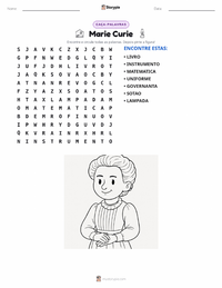 Prévia da folha de atividades imprimível Marie Curie