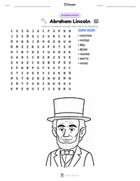Abraham Lincoln afdrukbare werkblad voorbeeld