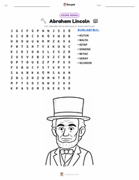 Abraham Lincoln yazdırılabilir çalışma sayfası önizlemesi
