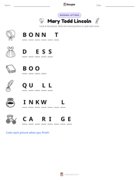 Mary Todd Lincoln printable worksheet preview