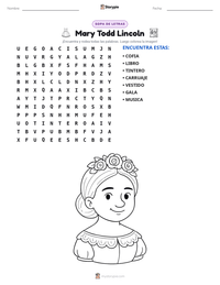 Vista previa de la hoja de trabajo imprimible de Mary Todd Lincoln