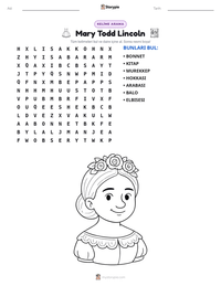 Mary Todd Lincoln yazdırılabilir çalışma sayfası önizlemesi