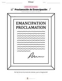 Página para colorear de Proclamación de Emancipación para niños
