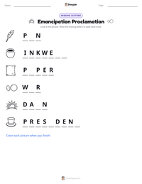 Emancipation Proclamation printable worksheet preview