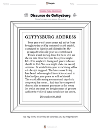 Página para colorear de Discurso de Gettysburg para niños