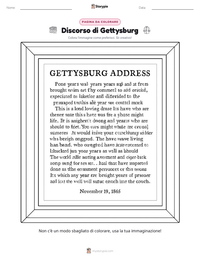 Pagina da colorare di Discorso di Gettysburg per bambini