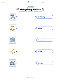 Gettysburg Address printable worksheet for kids