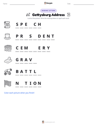 Gettysburg Address printable worksheet preview