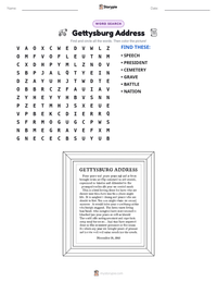 Gettysburg Address printable worksheet preview