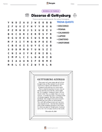 Anteprima della scheda stampabile di Discorso di Gettysburg