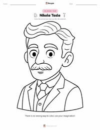 Nikola Tesla coloring page for kids
