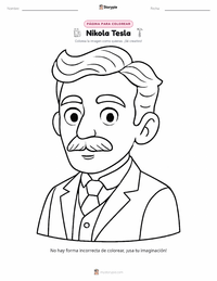 Página para colorear de Nikola Tesla para niños