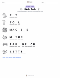 Nikola Tesla printable worksheet preview