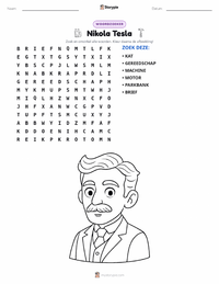Nikola Tesla afdrukbare werkblad voorbeeld
