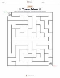 Thomas Edison afdrukbare werkblad voorbeeld
