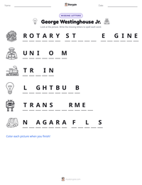 George Westinghouse Jr. printable worksheet preview