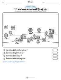 Aperçu de la feuille de travail imprimable Courant Alternatif (CA)