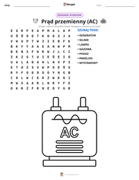 Podgląd drukowalnego arkusza ćwiczeń Prąd przemienny (AC)