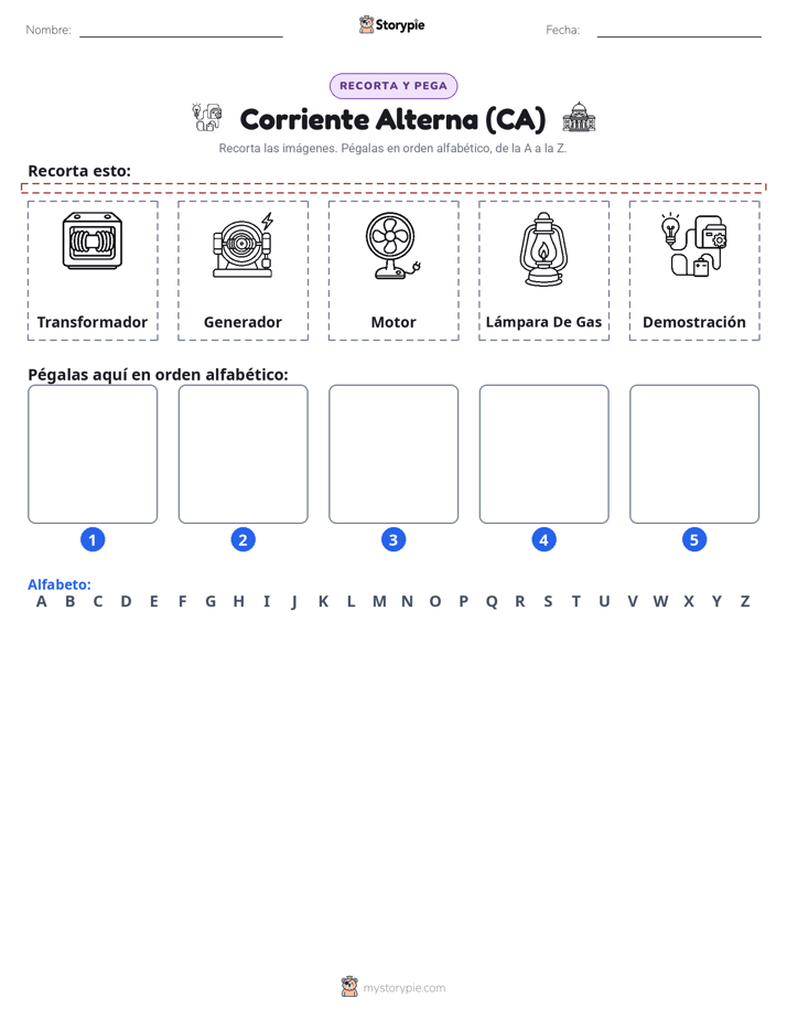 Cortar y Pegar el Alfabeto