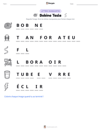 Aperçu de la feuille de travail imprimable Bobine Tesla