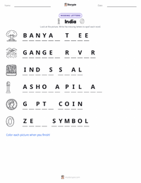 India printable worksheet preview