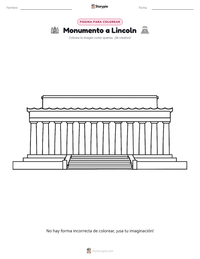 Página para colorear de Monumento a Lincoln para niños
