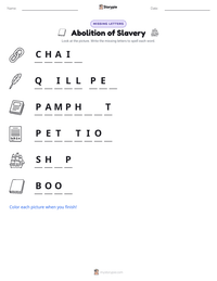 Abolition of Slavery printable worksheet preview