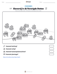 Slavernij in de Verenigde Staten afdrukbare werkblad voorbeeld