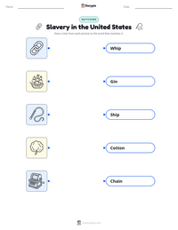 Slavery in the United States printable worksheet for kids