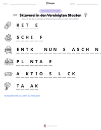 Sklaverei in den Vereinigten Staaten druckbare Arbeitsblatt Vorschau