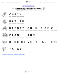 Aperçu de la feuille de travail imprimable L'esclavage aux États-Unis