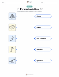 Feuille de travail imprimable Pyramides de Gizeh pour les enfants