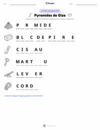 Aperçu de la feuille de travail imprimable Pyramides de Gizeh