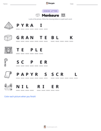 Menkaure printable worksheet preview