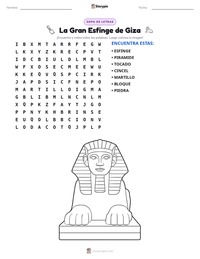 Vista previa de la hoja de trabajo imprimible de La Gran Esfinge de Giza