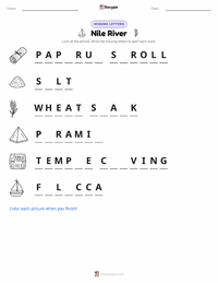 Nile River printable worksheet preview