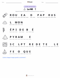 Aperçu de la feuille de travail imprimable Le Nil