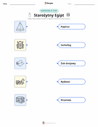 Drukowalny arkusz ćwiczeń Starożytny Egipt dla dzieci