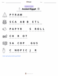 Ancient Egypt printable worksheet preview