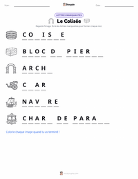Aperçu de la feuille de travail imprimable Le Colisée