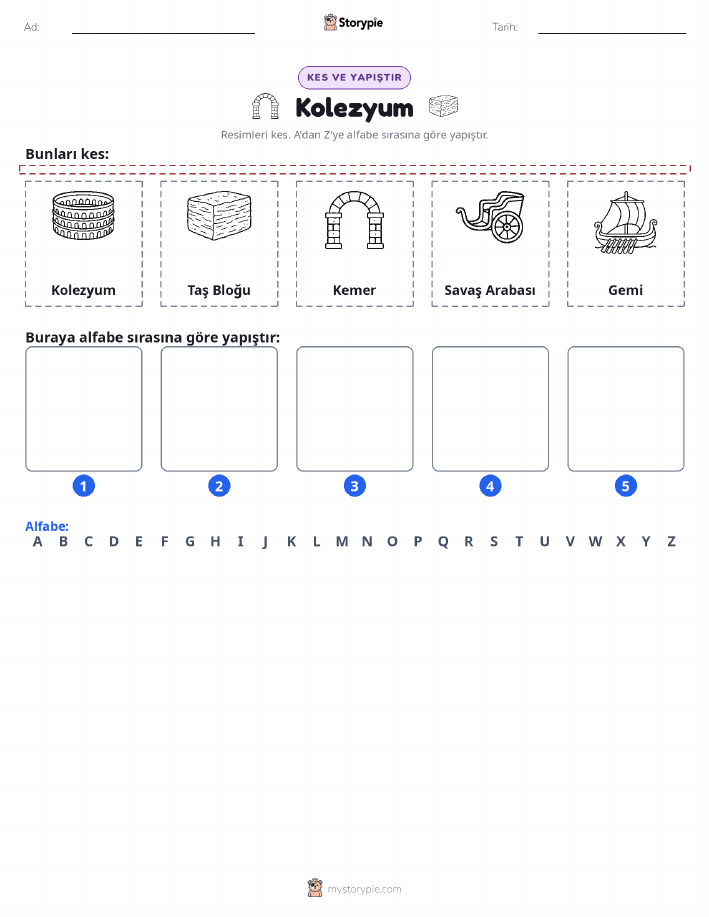 Kes & Yapıştır Alfabe