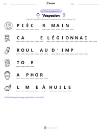 Aperçu de la feuille de travail imprimable Vespasien