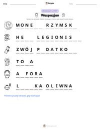 Podgląd drukowalnego arkusza ćwiczeń Wespazjan