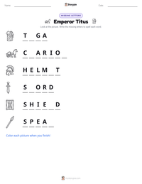 Emperor Titus printable worksheet preview