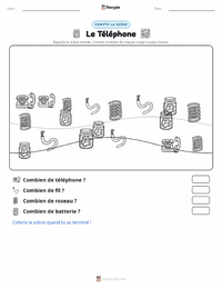 Aperçu de la feuille de travail imprimable Le Téléphone
