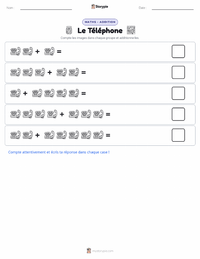 Aperçu de la feuille de travail imprimable Le Téléphone