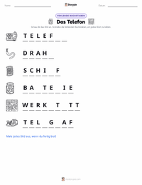 Das Telefon druckbare Arbeitsblatt Vorschau
